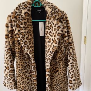 Leopard faux fur jacket
